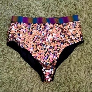 Nasty Gal Club Exx High Waist Sequined Hot Pants - XL NWT